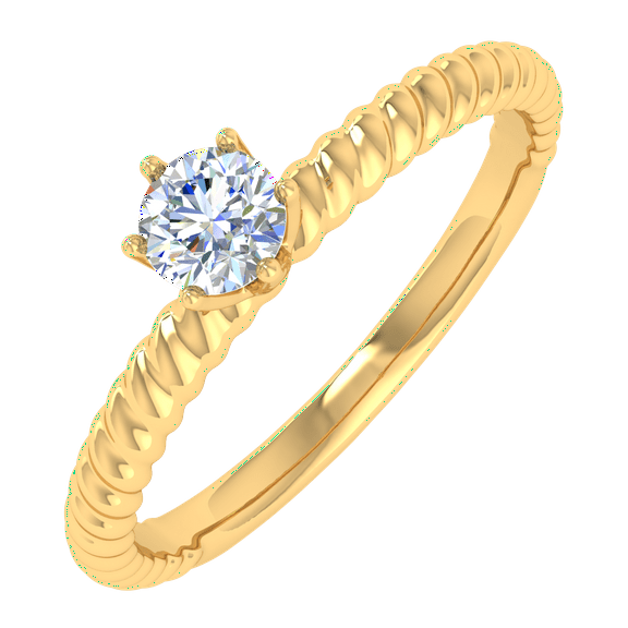 1/5 Carat Prong Set Diamond Engagement Ring Band in 14K Yellow Gold (Ring Size 5.25)