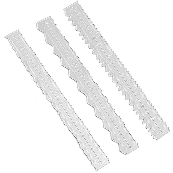 New Arrivals 3 Styles Irregular Edge Ruler,Metal Craft Ruler Paper Tearing for Embossing with Scrapbook Jagged Rulers