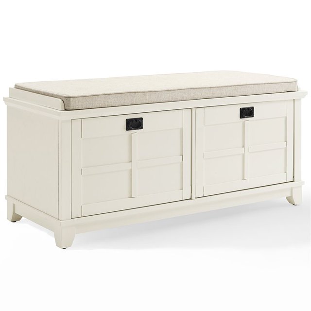 Crosley Adler Dual Drop Door Storage Entryway Bench in White
