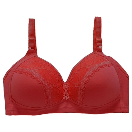 

Womens Underwear Woman s Fashion Plus Size Wire Free Comfortable Push Up Hollow Out Bra Large Size Bra No Steel Rings Push Up 46/105 (CD Through Cup) Red XXL