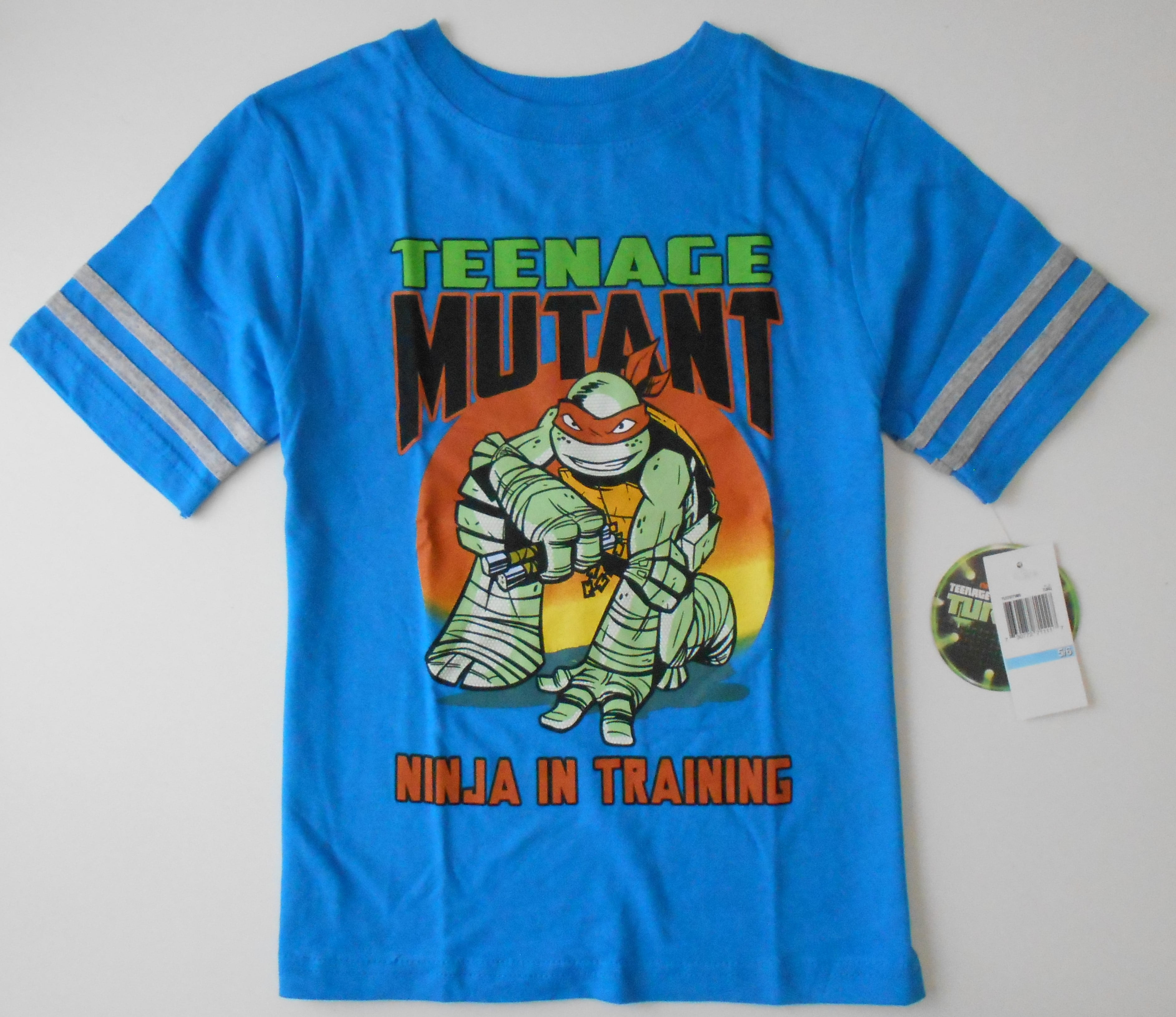 TURTLES NINJA BOYS TOP TEE SHIRT PRINTED - IN TRAINING BLUE SZ 5-6 ...