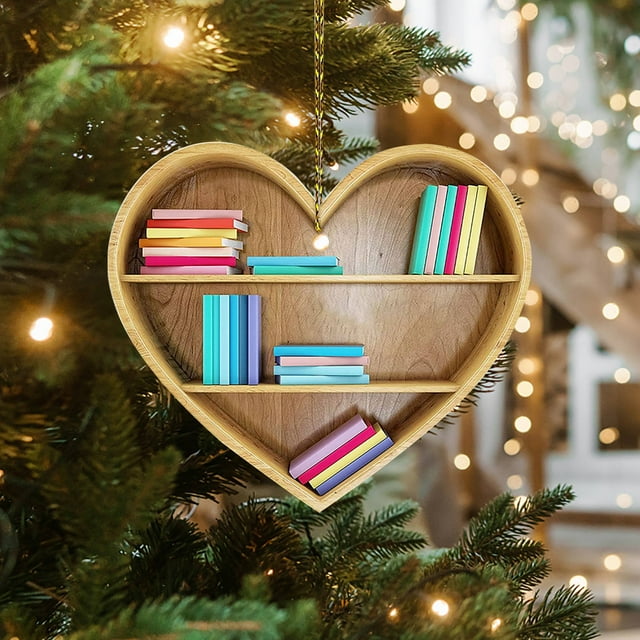 Home Decor Book Lovers Heart Decorations Reading Books Christmas Decorations Librarian Books Decorations Books Stack Pendants