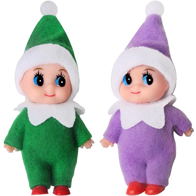 KARLSITEK 2 piezas en el estante Muñeca elfa traviesa, mini muñeca elfa para niños pequeños, regalo para niños, adorno para el hogar