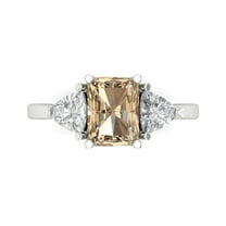 2.82 ctw 3 Stone Anniversary Ring for Women | Emerald Cut Yellow Moissanite | Hyperallergenic Solid 18K White Gold
