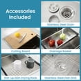 thumbnail image 3 of Acpouw Stainless Steel Kitchen Sink, 36″x22″ Single Bowl, Overmount Handmade Sink in Brushed, with Cutting Board, Colander, Grid, SS-BR01-362208, 3 of 6