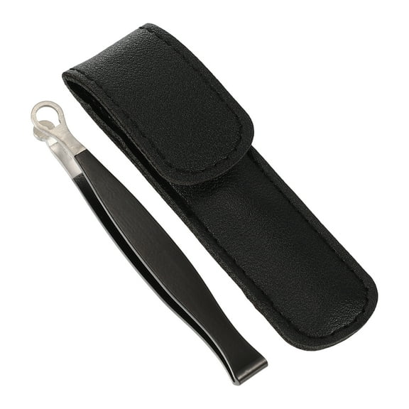 Unique Bargains 1 Set Round Head Nose Hair Tweezers Nose Hair Trimming Tweezers Black 3.54"x0.39" Eyebrow Clippers