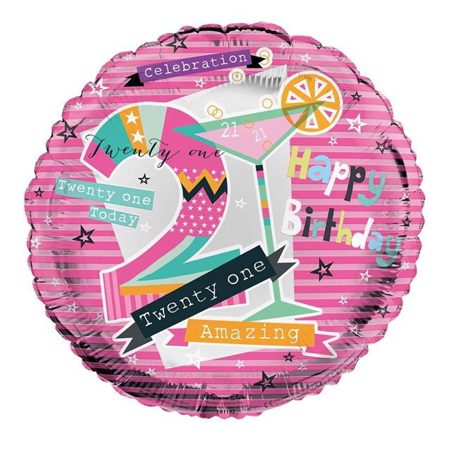 Simon Elvin - Globo de Aluminio 21 Cumpleaños (Rosa)