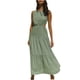 thumbnail image 1 of Vestido hasta el tobillo liso sin mangas elástico con cuello redondo bohemio a la moda para mujer Fridja hj2995, 1 of 9