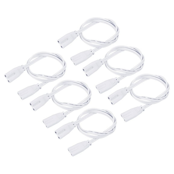 Uxcell 50cm 2 Pin LED Integrated Tube Cable Link Cords T4 T5 T8 Lamp Connecting Wire 6 Pack