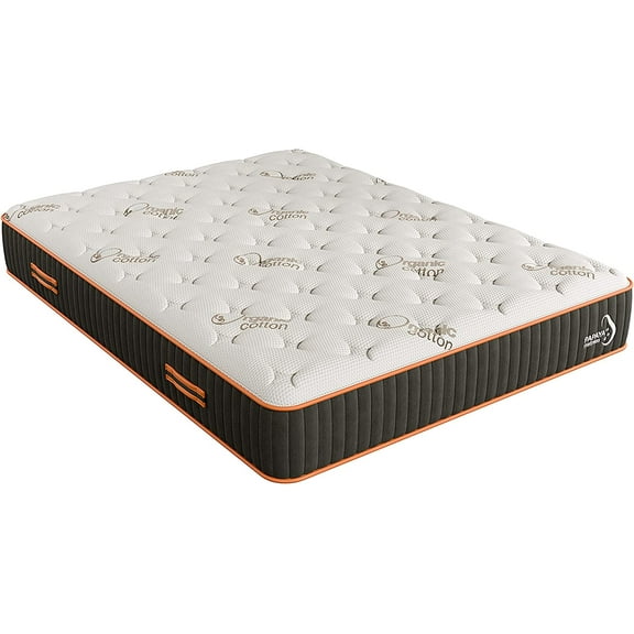 Papaya Plush Full Natural Mattress/10.5” Latex/Wool/Organic Cotton/Bed-in-a-Box/Made in USA