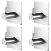 Traffer 4pcs Wall Adhesive Hooks Durable Stainless Steel Adhesive Wall Hangers for Home Kitchen Entryway