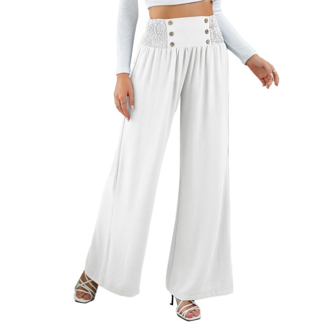 Pantalones sueltos para mujer pantalones de pierna ancha para mujer cintura alta transpirables color puro para uso diario para citas ANGGREK Otros