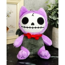 Ebros SM Furry Bones Purple Flappy The Bat W/ Red Tie Voodoo Skeleton Plush Toy