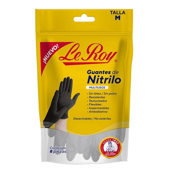 Guantes de nitrilo Le Roy desechables no estériles 8 pzas