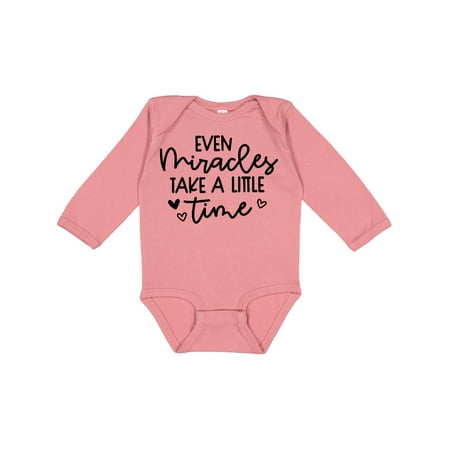 

Inktastic Baby Even Miracles Take a Little Time Gift Baby Boy or Baby Girl Long Sleeve Bodysuit