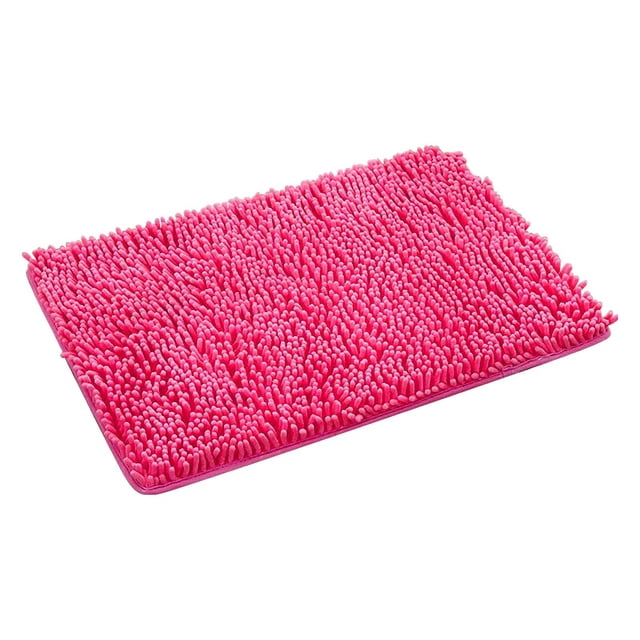 Absorbent Bathroom Carpet Mat, Soft Furry Bath Rug with Anti Slip Bottom, Machine Washable and Quick Dry, for Bathroom Kitchen Floor Hot Pink2