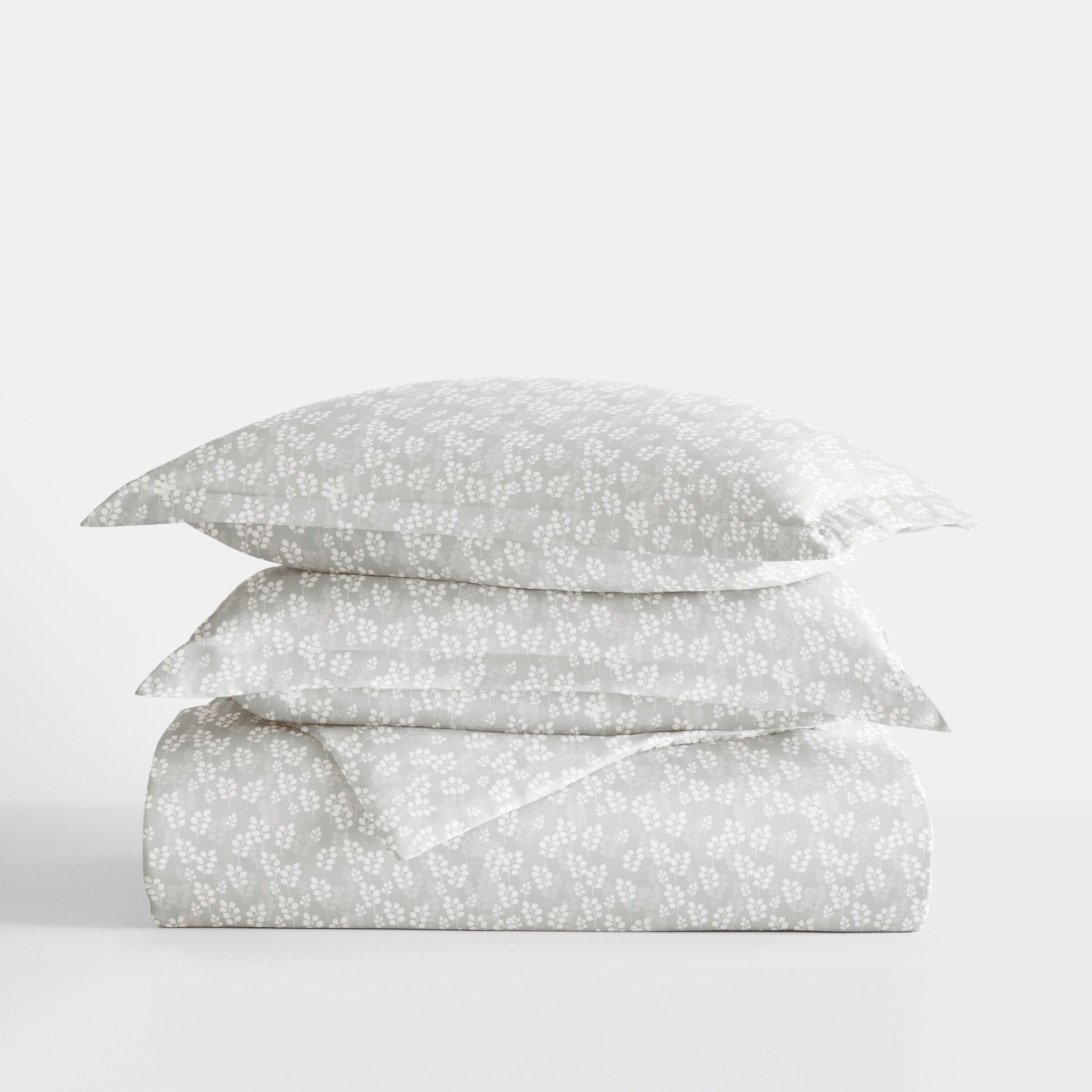 Duvet Cover Set - Ultra Soft & Breathable - Gray Wheatfield Floral for King Size Bedding by Comfort Canopy