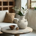 thumbnail image 2 of LuxenHome Rustic Off-White with Gray 12.4-Inch Tall Terracotta Urn Vase, 2 of 10