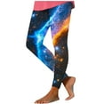 thumbnail image 3 of Feancey Womens High Waist Leggings Fashion Celestial Sky Galaxy Printed Workout Tights Slim Fit Stretchy Tummy Control Running Yoga Pants Blue XXL, 3 of 7