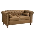 thumbnail image 6 of Miekor Furniture Classic Traditional Living Room Upholstered Sofa with high-tech Fabric Surface/ Chesterfield Tufted Fabric Sofa Couch, Large-Brown W5U948, 6 of 7