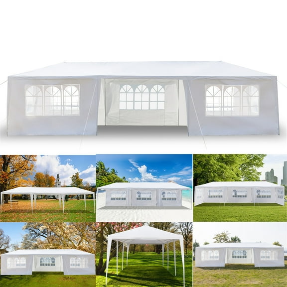 UWR-Nite Outdoor Party Tent with 7 Side Walls, 10' x 30' White Patio Gazebo Canopy Tent for Outside, Sunshade Shelter Folding Gazebo Canopy Tent, Waterproof Outdoor Gazebo Tent for Backyard Wedding