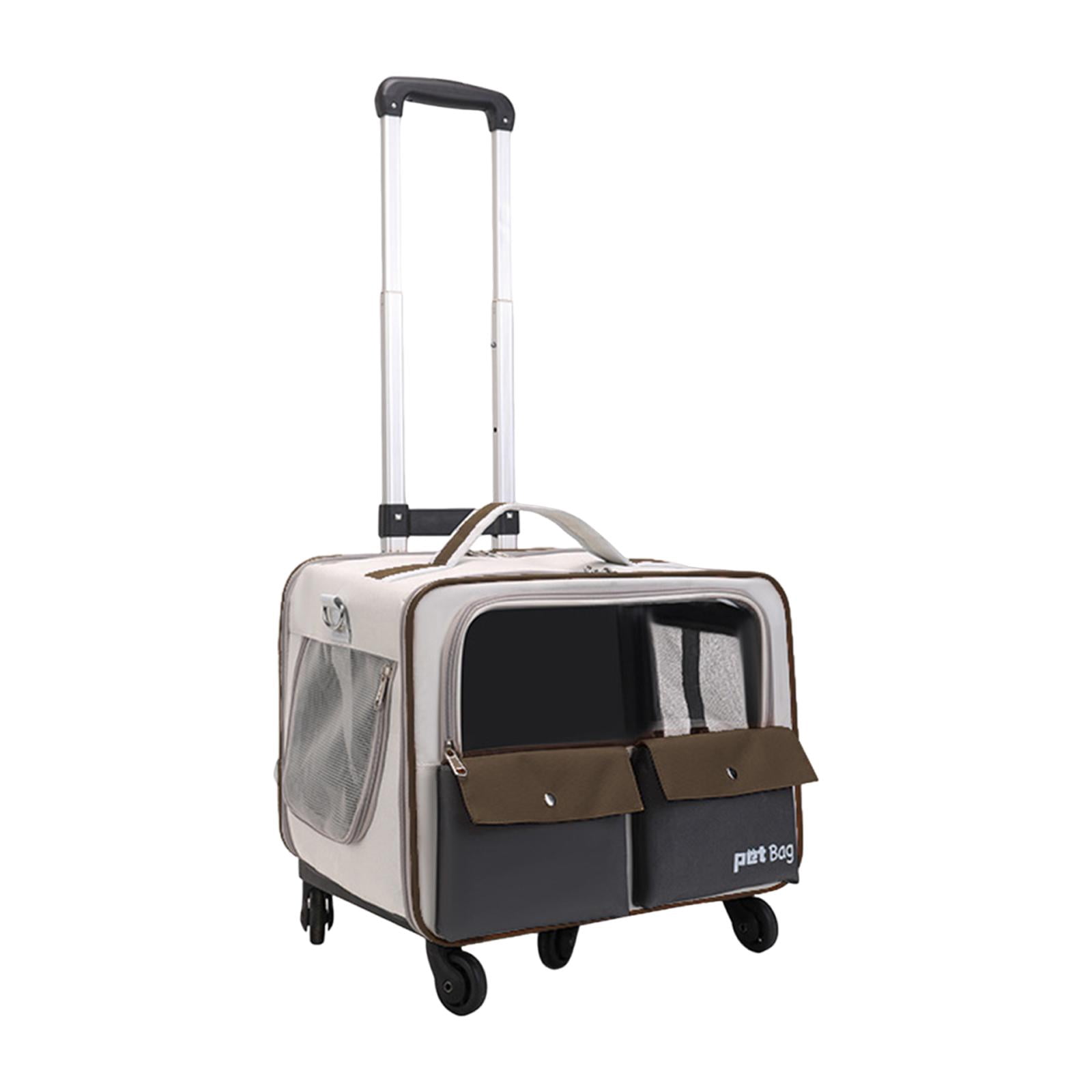 Serenable Cat Trolley Bag Pet Carrier Portable Smooth Zipper Transparent Window Dog Backpack, Pet Travel Bag for Cats Puppy Kitten Dogs Coffee Color