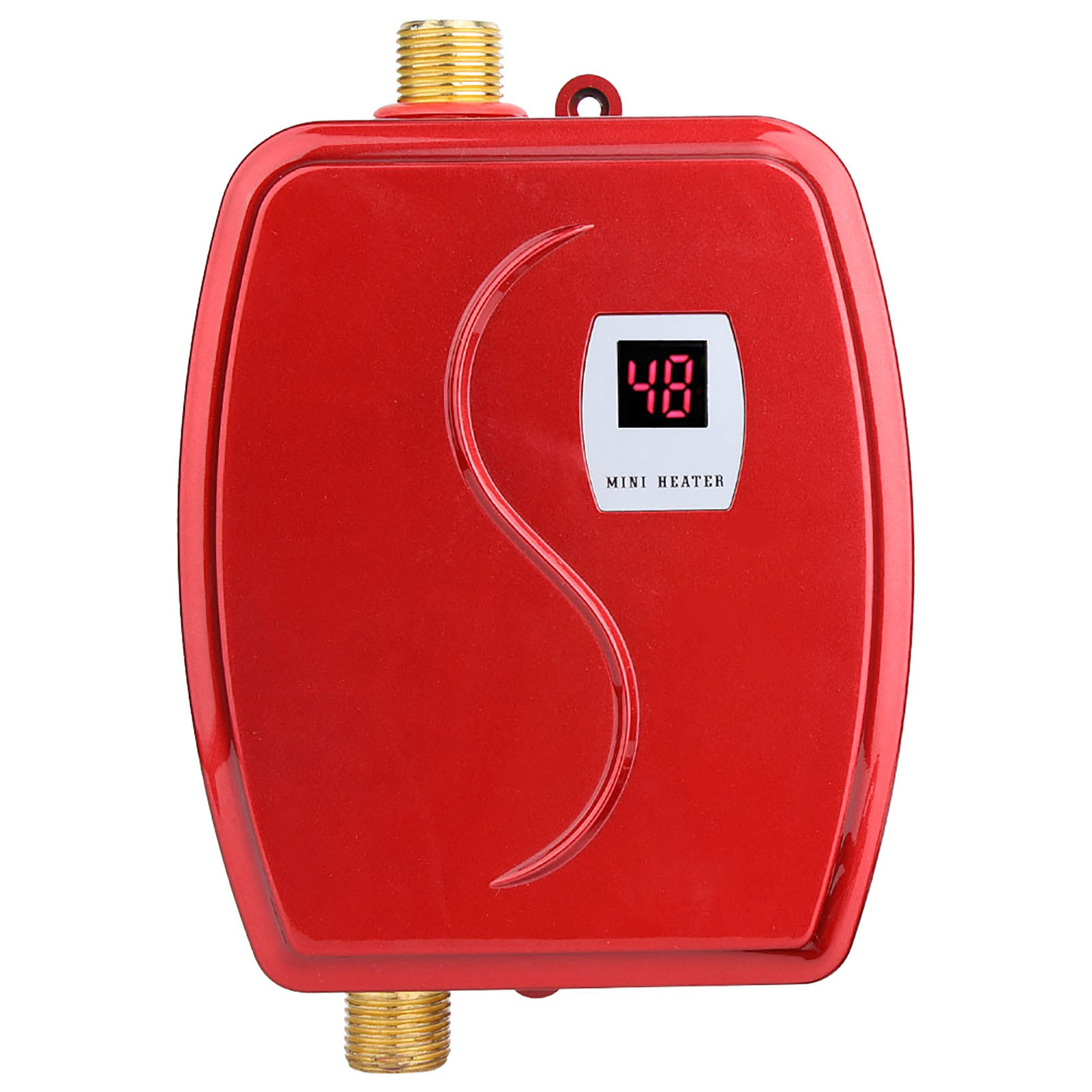 3000W Mini Electric Tankless Water Heater for Instant Hot Water in Bathroom and Kitchen, 220V - 240V, Red