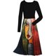 thumbnail image 3 of Vestido Retro Vestido de Manga Larga Para Mujer Vintage Floral Acampanado A-Line Swing Fiesta Informal Vestidos de Cuello Redondo Con Bolsillos Odeerbi ODB116436, 3 of 5