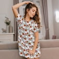 thumbnail image 3 of Wukai Christmas Santa Claus Print Women's Loose Short Sleeve Nightgown, Soft Sleep Dress for Comfortable Relaxation, Casual Lounge Wear, 3 of 6