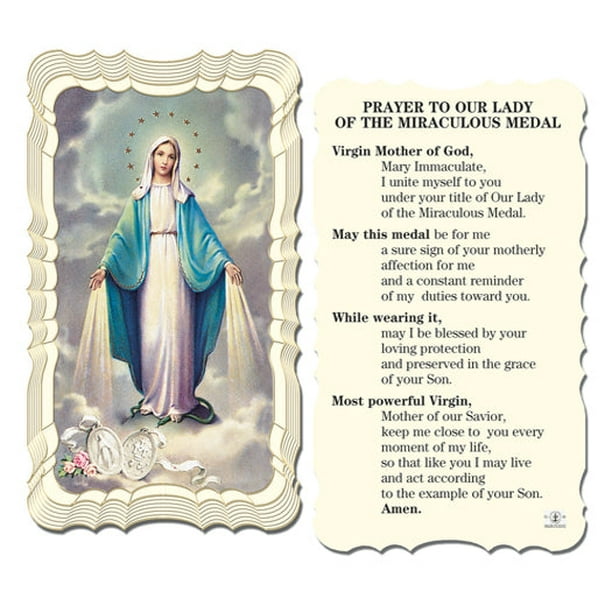 Our Lady of the Miraculous Medal Catholic Prayer Holy Card with Prayer