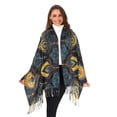thumbnail image 3 of FORMRS Womens Scarf Winter Soft Long Big Warm Shawls Wrap Tassel Scarves, Navy Blue Art Pattern, 3 of 9