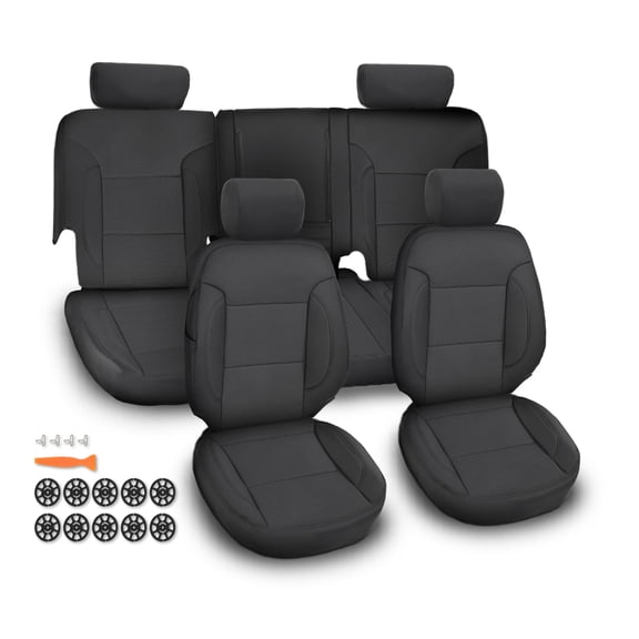 Seat Covers Set fit for Chevy Silverado LT Crew Cab 2014-2018 Black