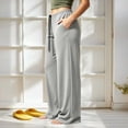 thumbnail image 7 of Tqcoqu Women's Solid Color Drawstring Elastic Waist Wide Leg Pants Casual Loungewear Long Trousers For Fall Winter, 7 of 7