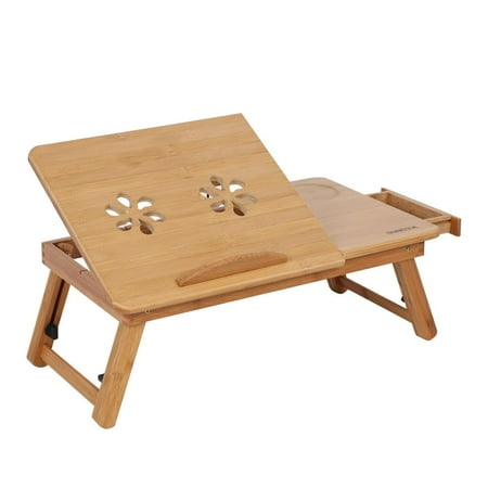 1pc Adjustable Bamboo Rack Shelf Dormitory Bed Lap Desk Two