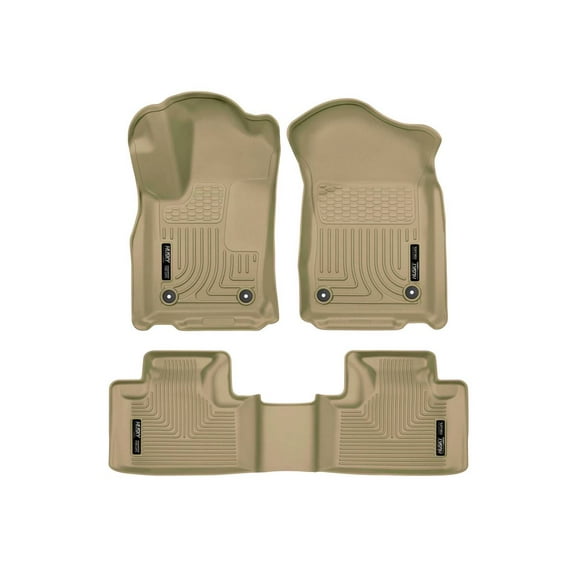 Husky Liners 99153 Weatherbeater Floor Mats Fit 2016-2025 Dodge Durango (Bench/Bucket Seats, w/w/o 3rd Row), 2016-2022 Jeep Grand Cherokee/WK - Front/2nd Seat - Tan | Includes Footwell Coverage