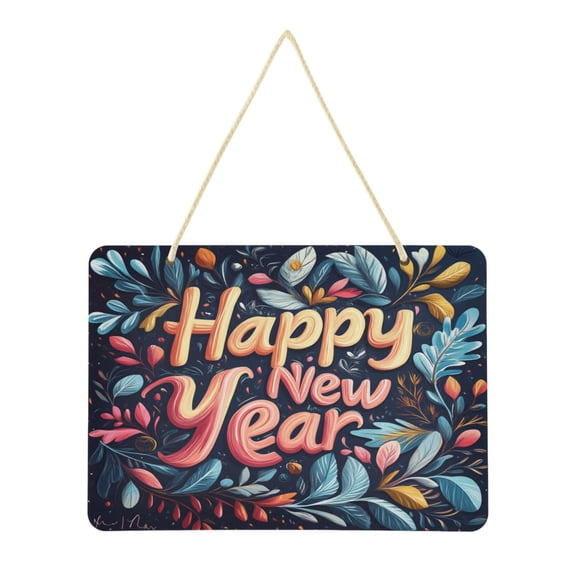 Welcome Sign for Front Door Farmhouse Wall Porch Fall Home Outside Indoor Christmas Decor 14"x10" PVC Happy New Year Leaves