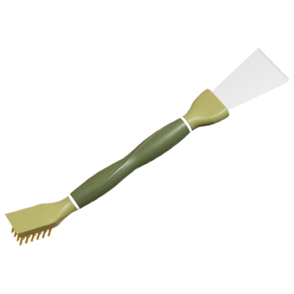 DEEPCRAFF Double-Ended Kitchen Scrub Brush with Bristles and Stainless Steel Scraper for Effective Cleaning