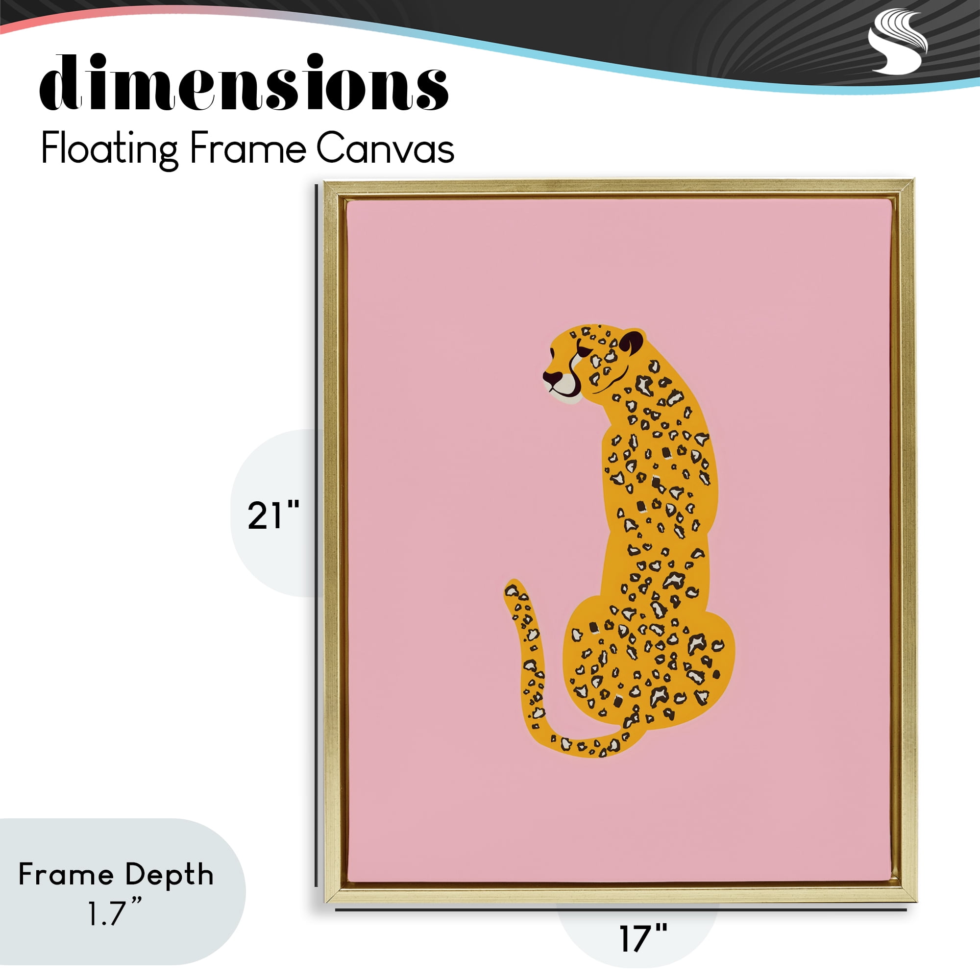 Stupell Industries Yellow Jaguar on Pink Gold Framed Floater Canvas Wall Art, design by Creative Studio