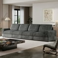 thumbnail image 3 of 138'' Black Corduroy Sectional Sofa, 4 Seater Modern Modular Oversized Upholstered Couch with Comfy Pillows Deep Seat And Square Arm For Living Room Bedroom Apartment Office (Black, 4 Seater), 3 of 7