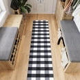 thumbnail image 2 of Ottomanson Extra Long Runner Rug 1'10.5" x 29' – Non-Slip Low Pile Hallway Carpet, Buffalo Plaid Black/White, 2 of 8