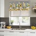 thumbnail image 4 of 2 Pack Valances for Window, Spring Gnomes Short Curtains for Kitchen Bedroom Living Room, Botanical Budding Sunflowers Buffalo Plaid Rod Pocket Small Window Treatment Valance Drapes 60 x 18 Inch, 4 of 8