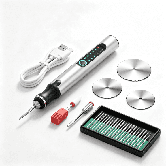 Cordless Electric Engraving Pen with 30 Bits – USB Rechargeable Rotary Engraver for Jewelry, Wood, Glass & Stone Carving, Portable DIY Engraving Tool (Silver)