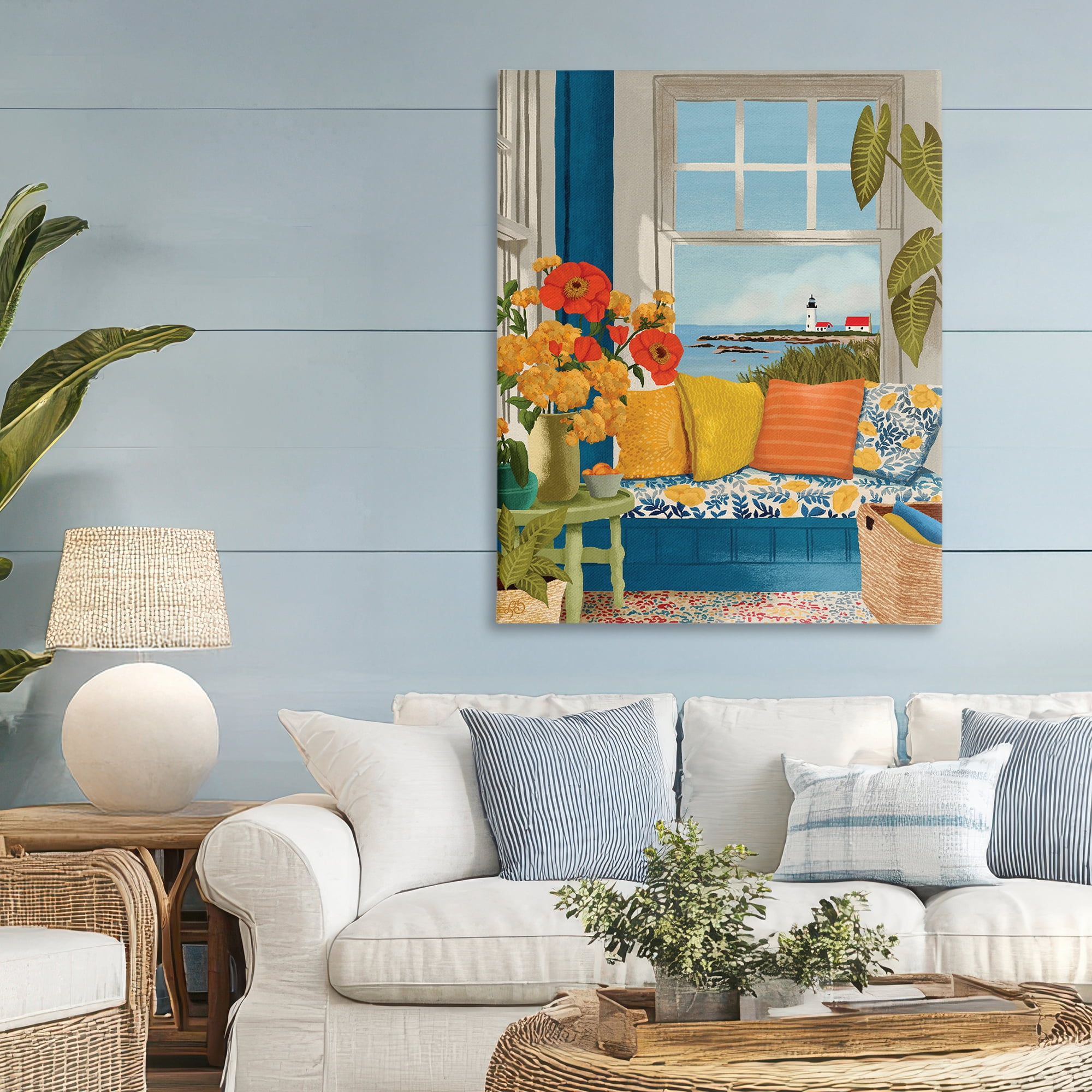 Stupell Industries Distant Lighthouse Window View Canvas Wall Art, design by Lisa R Dumm