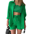 thumbnail image 2 of Women's Two-piece, Button-down Long-sleeved Shirt And Drawstring Shorts Suit, Pullover Suit, Holiday Suit-sebneei, 2 of 3