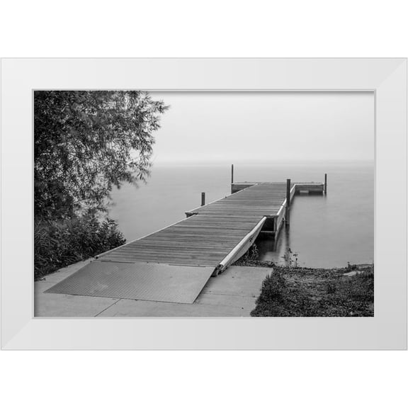 Hawkins, Peter 14x11 White Modern Wood Framed Museum Art Print Titled - USA-Minnesota-Bemidji-Dock on Lake Bemidji