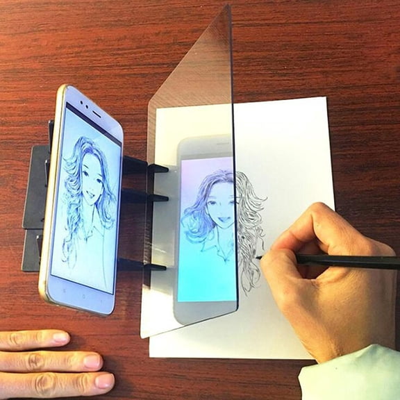 Mirror Drawing Board B5 Optical Image Reflection Projector Tracing Sketch Board Reflective Sheet Easy Paint Assistant Zero-Based Sketch Wizard Mirror Beginners Art Painting Tools with Brackets