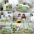 thumbnail image 5 of You Are My Sunshine Duvet Cover Set Twin Size, Country Watercolor Sunflower Floral Bees Yellow Green 4 Piece Soft Microfiber Bedding Set with 1 Duvet Cover, 1 Flat Sheet, 2 Pillowcases, 5 of 9