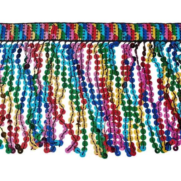 10 yardas de flecos de lentejuelas de 9.4 pulgadas de ancho. Flecos de borlas de lentejuelas de colores. Adorno para coser con borlas de lentejuelas.
