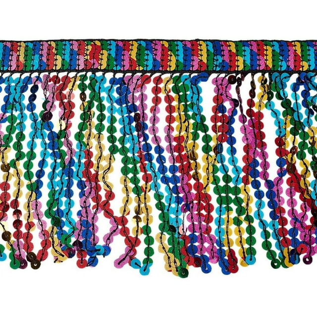 10 yardas de flecos de lentejuelas de 9.4 pulgadas de ancho. Flecos de borlas de lentejuelas de colores. Adorno para coser con borlas de lentejuelas.