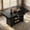 black, variant on Garvee 36" Farmhouse Counter Height Table with Wine Rack & 2 Drawers - Wooden 4-6 Person Bar Height Kitchen Table with Storage Shelves - Rectangular Pub Style-Black